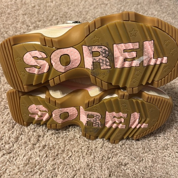 NWOB WNS Sorel Kinetic Impact Waterproof Zip Up Boots Sz 9 Chalk & Vintage Pink - Picture 7 of 11